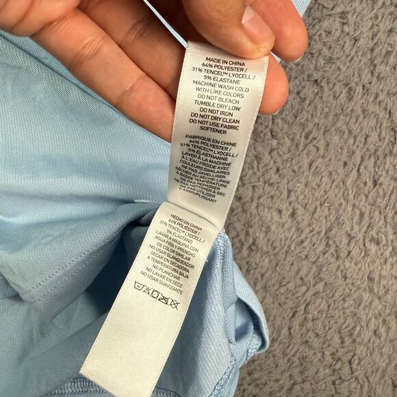 Rhone Delta Pique Polo Shirt Mens Medium Blue Performance Stretch Golf Mesh - Picture 5 of 9